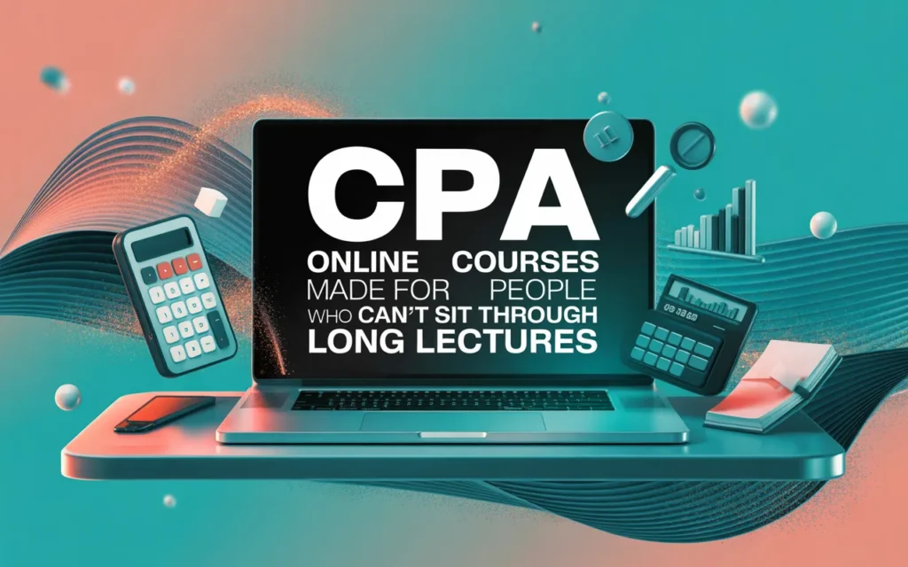 Student studying CPA online course using laptop with short video lessons