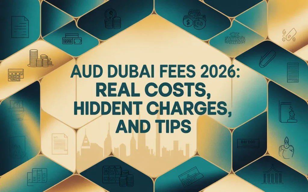 Students at American University in Dubai campus discussing tuition fees and education expenses