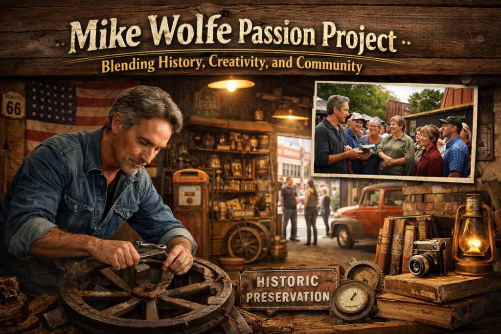 Mike Wolfe working on passion project restoring vintage items and promoting history, creativity, and community engagement