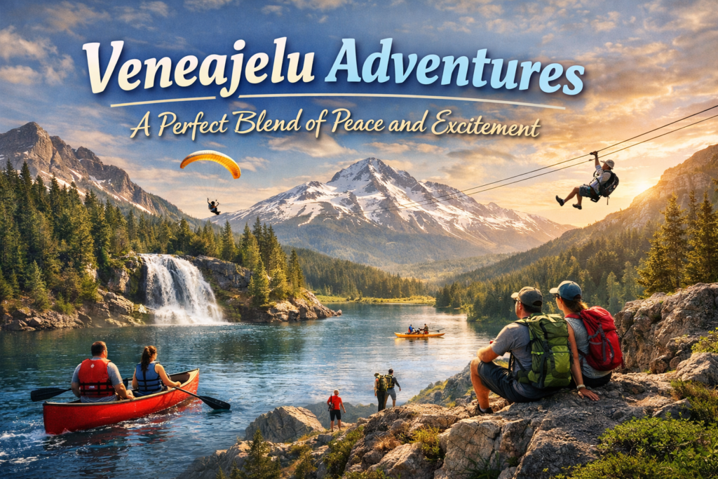Veneajelu Adventures scenic landscape with mountains, nature, and thrilling outdoor activities for travelers seeking peace and excitement